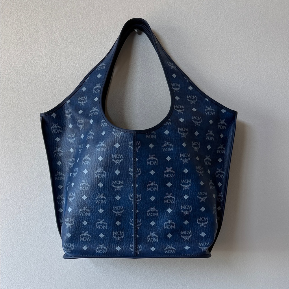 MCM Blue Monogram Tote